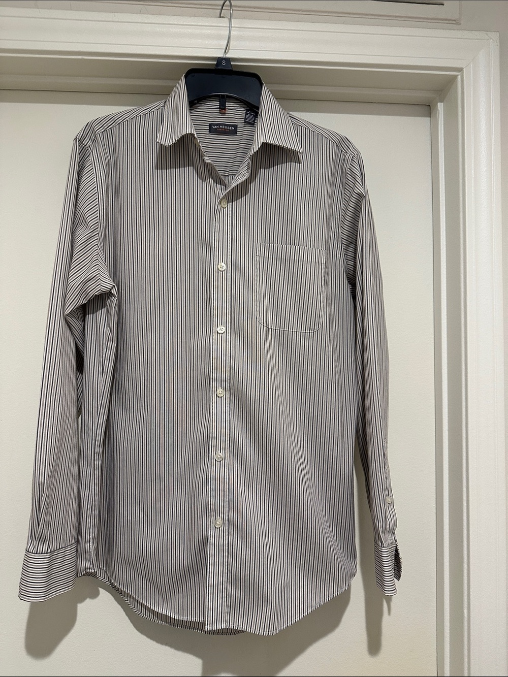 Van Heusen White and Black Pinstripe Dress Shirt